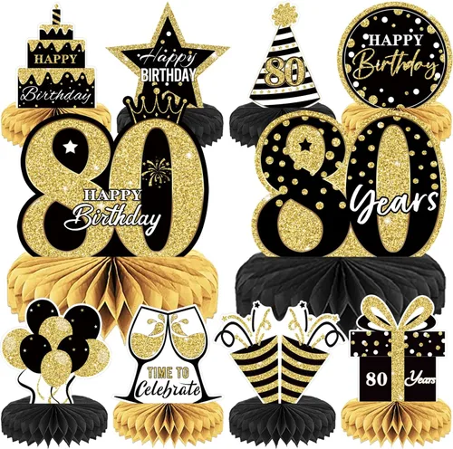 Vista 11 de 10 piezas de decoración de cumpleaños de 40 años, centros de mesa de panal para mesas, decoración de mesa de feliz cumpleaños 40