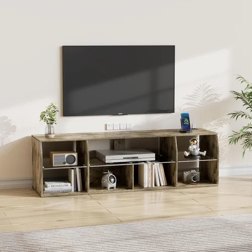 Vista 8 de VECELO Soporte de TV LED para 55 pulgadas, centro de entretenimiento con tomas de corriente, gabinete de televisión industrial para sala de estar