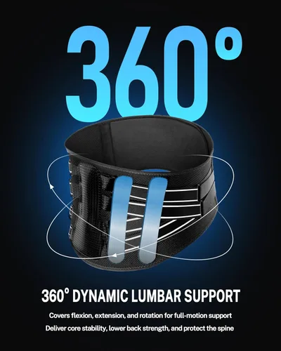 Vista 5 de Soporte de espalda para aliviar el dolor de espalda baja, cinturón de apoyo lumbar para hernia de disco, ciática, escoliosis, diseño transpirable
