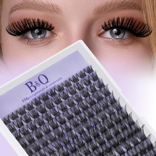 Vista 39 de B&Q Racimos de pestañas finas completos B49, racimos de pestañas 156 piezas, extensiones de pestañas cómodas en bandeja, 8-18 mm, pestañas