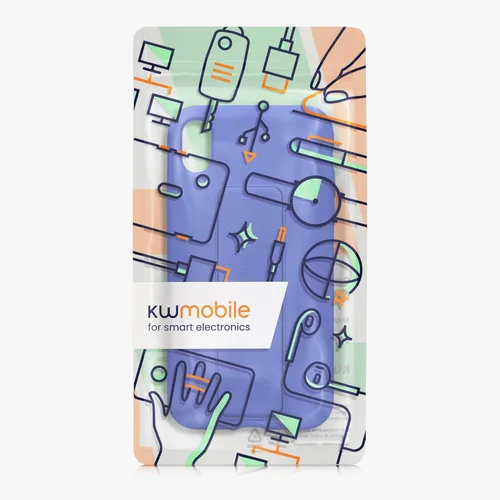 Vista 7 de kwmobile Funda compatible con Apple iPhone XR - Funda con correa de mano y revestimiento de silicona TPU suave - Azul Báltico