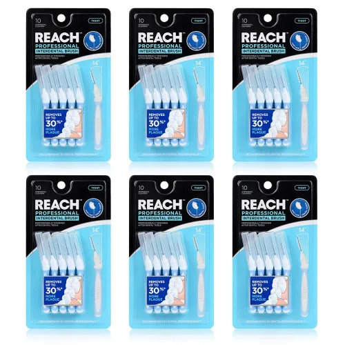 Vista 10 de Reach Limpiadores de cepillos interdentales, 0.028 in, extra apretados, protección de encías sensibles, removedor de placa para dientes, irrigadores