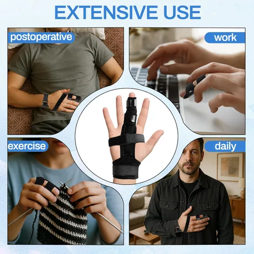 Vista 5 de 2 piezas de soporte de dedo gatillo, férula de mano ajustable, meñique, anillo, enderezador de dedo general índice para dedos doblados, soporte
