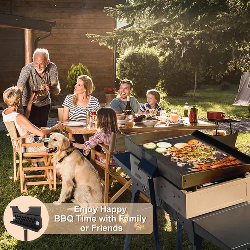 Vista 4 de Recogedor de grasa para Blackstone, embudo de drenaje de grasa trasero para parrilla plana Blackstone, accesorios Blackstone, puerta de grasa