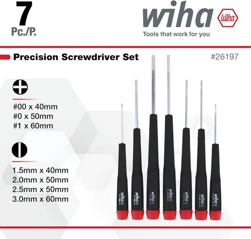 Vista 3 de Wiha 7 piezas juego de desarmador de precisión e inclinado Phillips