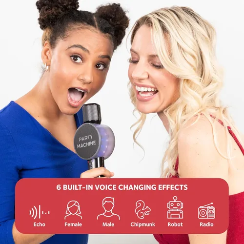 Vista 4 de Singing Machine Micrófono de karaoke inalámbrico para niños y adultos, micrófono de máquina de fiesta (negro) - Micrófono Bluetooth portátil de mano