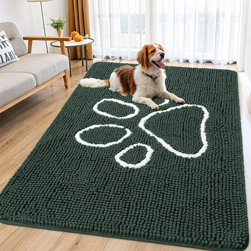 Vista 119 de Smiry Tapete para puerta de perro para patas fangosas, absorbente que atrapa la suciedad, antideslizante, de secado rápido, lavable, tapete