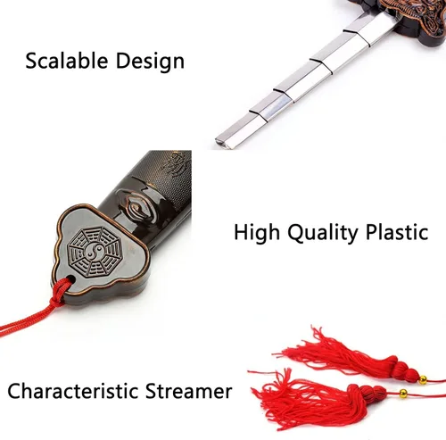 Vista 4 de Espada de Tai Chi Kung Fu para artes marciales, espada mágica retráctil para ejercicios de Halloween de acero inoxidable