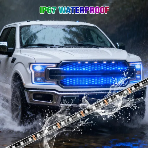 Vista 7 de Nilight Juego de 4 luces LED de 12 pulgadas, 72 luces LED RGB multicolor, con función activa de sonido y control remoto inalámbrico para coches