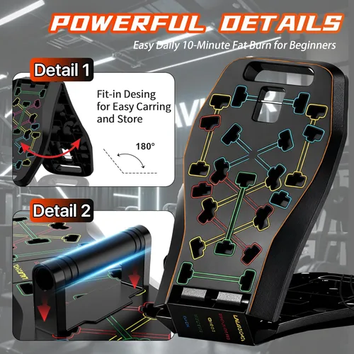 Vista 9 de LALAHIGH Push Up Board,36 in 1 Home Gym Equipment with Ab Roller Wheel & Resistance Bands, Portable Foldable Workout Board for Full Body Strength