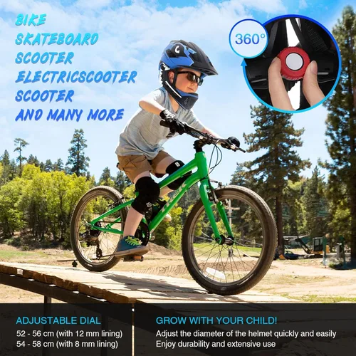 Vista 5 de Lixada Casco de bicicleta para niños, ajustable, desmontable, de cara completa, casco de ciclismo para niños, bicicleta, monopatín, scooter,