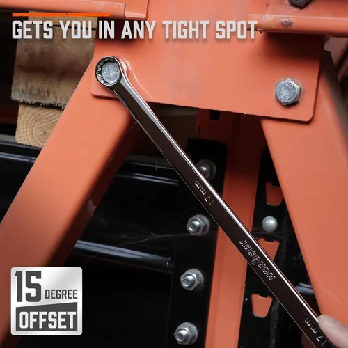 Vista 8 de HORUSDY Juego de llaves de trinquete extralargas de 9 piezas, juego de llaves de extremo de caja doble con bolsa de herramientas y caja, métricas