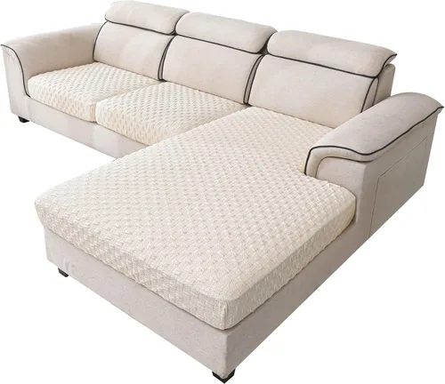 Vista 9 de LUFEIJIASHI Fundas para sofá seccional, fundas de cojín en forma de L para sofá seccional, fundas elásticas para sofá seccional, protector de Negro