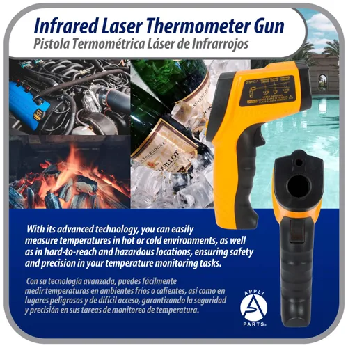Vista 3 de APTT-DLD Termometro Pistola Laser Infrarrojo -50 C a 550 C para aplicaciones de Refrigeración y Calefaccion