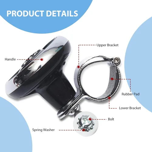 Vista 3 de 1 unidad de bola de potencia para volante de coche, perilla de rodamiento de bola de acero suave con incrustaciones de ABS y cristales de río