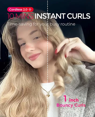 Vista 11 de Rizador Inalámbrico Automático TYMO - TYMO CurlGo de 1 Pulgada, Rizador Giratorio de Varilla para Ondas de Playa, Rizadores de Pelo Portátiles