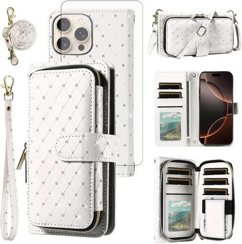 Vista 182 de Funda para teléfono iPhone 6 6S con cremallera y protector de pantalla con protector de pantalla, correa de cordón cruzado, ranura para iPhone 6 Six