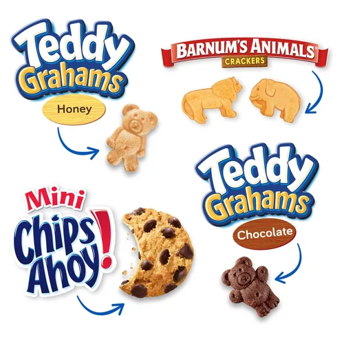 Vista 6 de Nabisco Fun Shapes - Paquete variado de galletas de animales de Barnum's, Teddy Grahams y CHIPS AHOY!, 20 paquetes de aperitivos