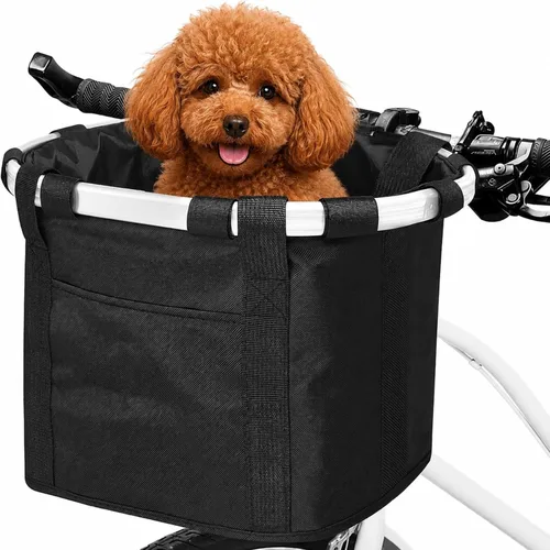 ANZOME Bike Basket, Foldable Front Handlebar Carrier with Quick Release