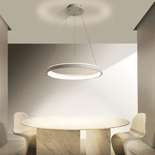 Vista 3 de Modern Ring Pendant Light Single Head Acrylic Iris Shade Aluminum Chandelier Cool White 6000K Bedroom Ceiling Lighting Living Room Decorative