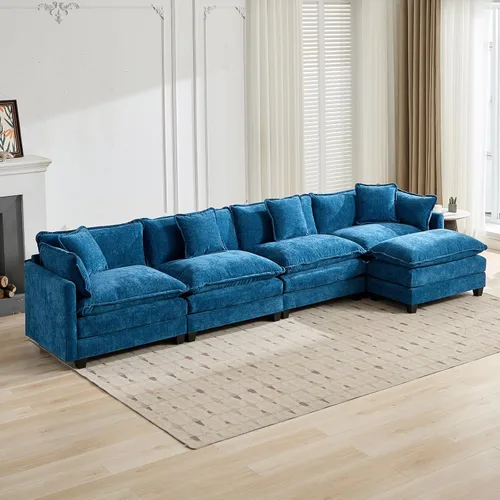 Vista 27 de Sofá modular modular de felpilla beige de 78 pulgadas para sala de estar, sofá modular de felpilla beige para sala de estar, sofás para sala