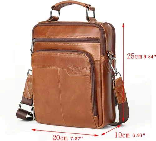Vista 7 de Hebetag Small Leather Shoulder Bag Crossbody Pack for Men Outdoor Travel Business