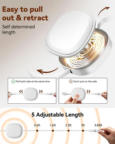Vista 6 de Minlu Cable de carga retráctil de 65 W, cable de carga múltiple 5 en 1 para viajes, cable de carga USB tipo C, cable de carga rápida con USB A/C a