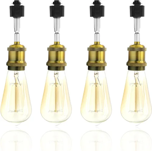 Vista 9 de Cabezales de luz de pista E26 tipo H, cabezales de iluminación de riel de dirección, luces LED ajustables regulables para cocina, estilo retro