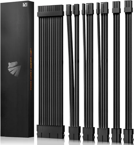 ASIAHORSE Cables de alimentación de extensión de cable PSU 16AWG, cable de extensión de manga modificada para requisitos particulares de la fuente