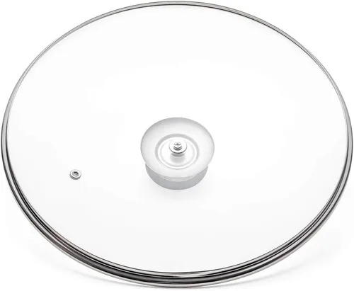 Vista 2 de Tapa de vidrio para sartén, sartén, sartén y tapa de sartén con mango recubierto de anillo de silicona, 9.5 pulgadas, transparente