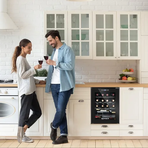 Vista 7 de Bonnlo Nevera para 16 Botellas de Vino, Refrigerador Independiente con Compresor, Enfriador de Bebidas con Control de Temperatura Digital y Puerta