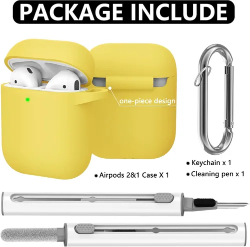 Vista 2 de Ljusmicker Funda para Estuche de Airpods 2 y 1 con Kit de Limpieza, Funda Protectora de Silicona Suave para Estuche de Carga de Apple AirPods