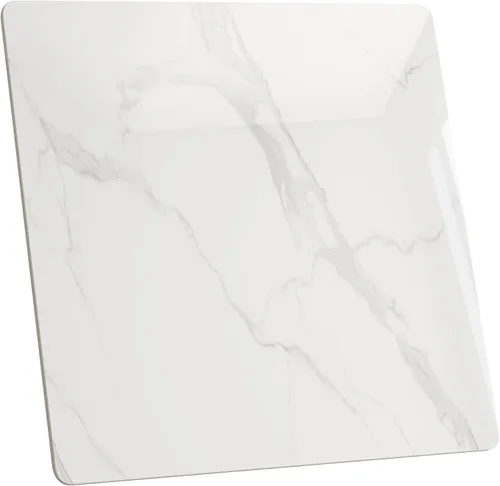 Mesa cuadrada de 15.7 pulgadas, mesa de piedra sinterizada blanca de 15.7 pulgadas, repuesto y cubierta de escritorio de mármol, resistente a los