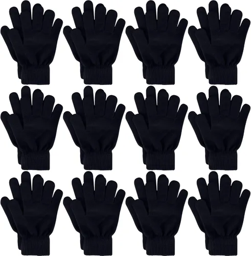 12 pares de guantes de invierno de punto cálidos a granel para adultos, guantes mágicos elásticos para hombres, mujeres y adolescentes