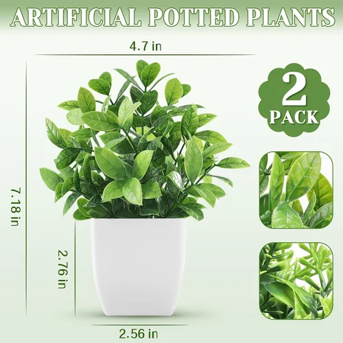 Vista 3 de Der Rose Paquete de 2 plantas falsas negras pequeñas para decoración de Negro