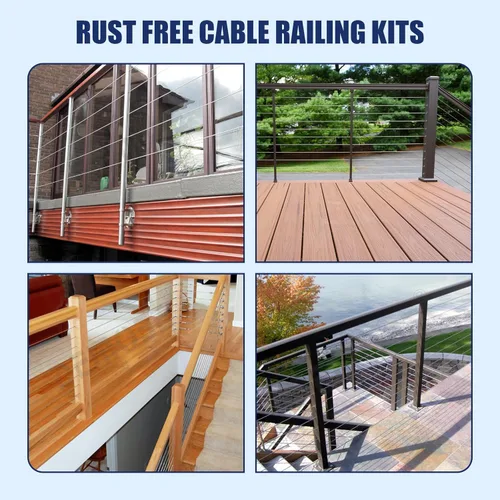 Vista 7 de Kit de barandilla de cable para cubierta – 10 pares de barandillas de cable invisible negro, tensor oculto de acero inoxidable T316 de 1/8 pulgadas