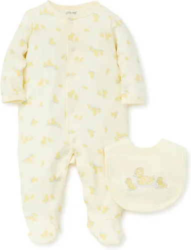 Little Me baby-girls 2-piece Footie and Bib Set
