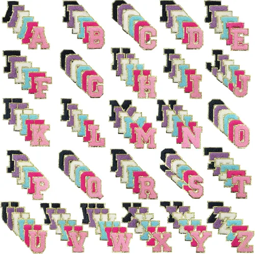 156 parches de letras de felpilla autoadhesivas, calcomanías de letras de lentejuelas de 2 pulgadas para bolsas de cuero, laptop, funda de teléfono