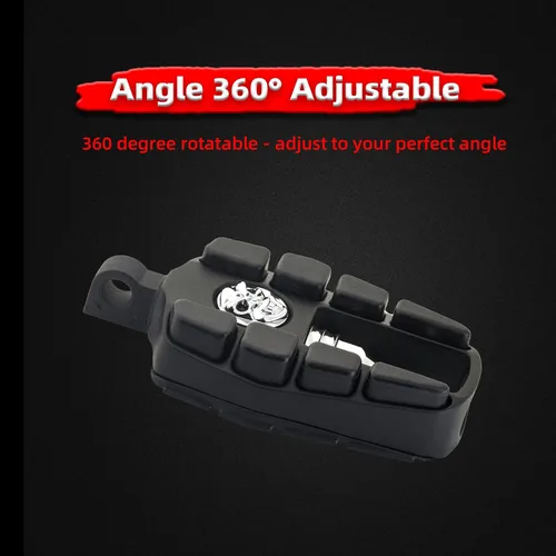 Vista 2 de FATECIM Estriberas de calavera para motocicleta, reposapiés para motocicleta, mini tablas de suelo con adaptadores de montaje macho y goma