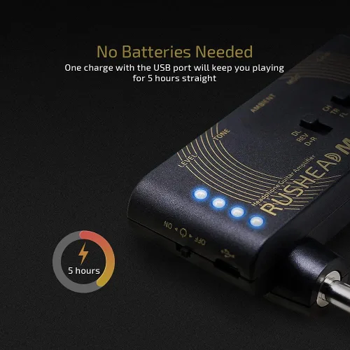 Vista 5 de Valeton Rushead Max - Amplificador de auriculares portátil para guitarra y bajo USB, cargador USB, para dormitorio, multiefectos