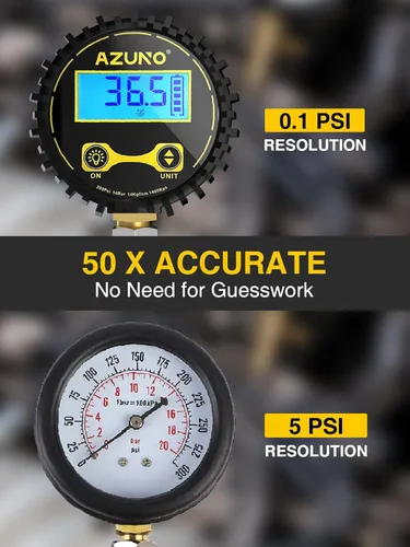 Vista 3 de AZUNO Probador de compresión automotriz, medidor de compresión digital de 200 PSI para cilindro de motor de gasolina, kit de probador de compresión