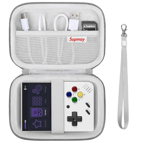 Vista 8 de Supmay Carrying Case for Miyoo Mini Plus OnionOS Handheld Game Console, Retro Gaming Console Storage Holder Travel Bag with Mesh Pocket for USB-C