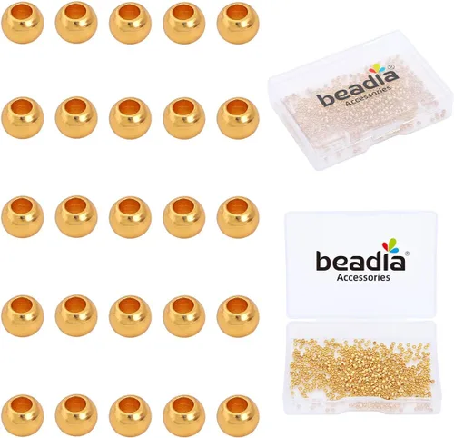 Vista 28 de BEADIA - Cuentas espaciadoras redondas bañadas en oro de 14 quilates, 2 mm, 600 piezas para hacer joyas sin decoloración