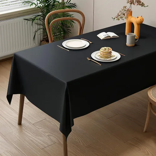 Vista 3 de 2 Empaques Mantel de Plástico Negro, 54 pulgadas x 108 pulgadas Cubierta de Mesa Rectangular Desechable para Fiestas, Adecuado para Cumpleaños