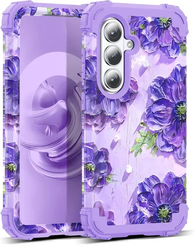 Vista 49 de Funda para Galaxy A14 5G Case, Patrón Floral 3 en 1 Protección Resistente de Servicio Pesado a Prueba de Golpes Parachoques de Goma de Silicona