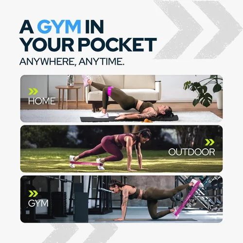 Vista 4 de Fabric Mini Resistance Bands Sets for Trainers, Bootcamp, Gym for Men and Women in Fun Colors - Ebook, Videos and Workout Chart Included by Iron