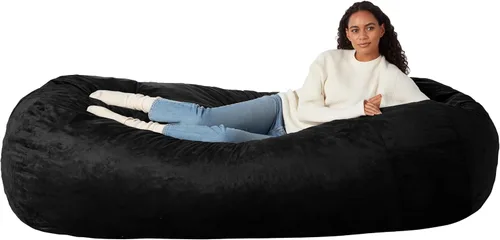 Vista 14 de Yaxa Basics: sillas de puf grandes para adultos, 6 pies, color negro, rellenas de espuma viscoelástica con cubierta de microfibra sólida