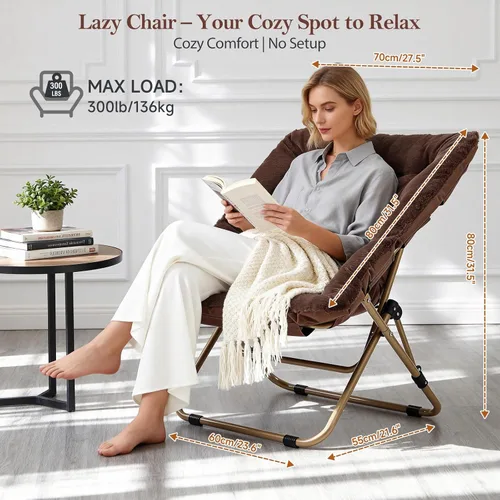 Vista 11 de Silla platillo, cómodas sillas de dormitorio, silla plegable de piel sintética de gran tamaño, silla plegable con marco de metal para sala de estar