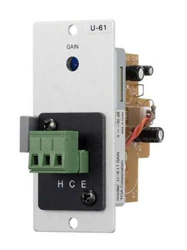 TOA Electronics U-61S - Módulo de entrada de nivel de línea desequilibrado con compresor (bloque de terminales extraíble)