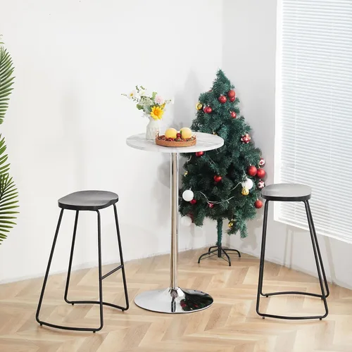 Vista 60 de HeuGah Juego de 4 taburetes de bar con asiento de silla de montar con patas de metal, taburetes rústicos de altura de mostrador sin respaldo